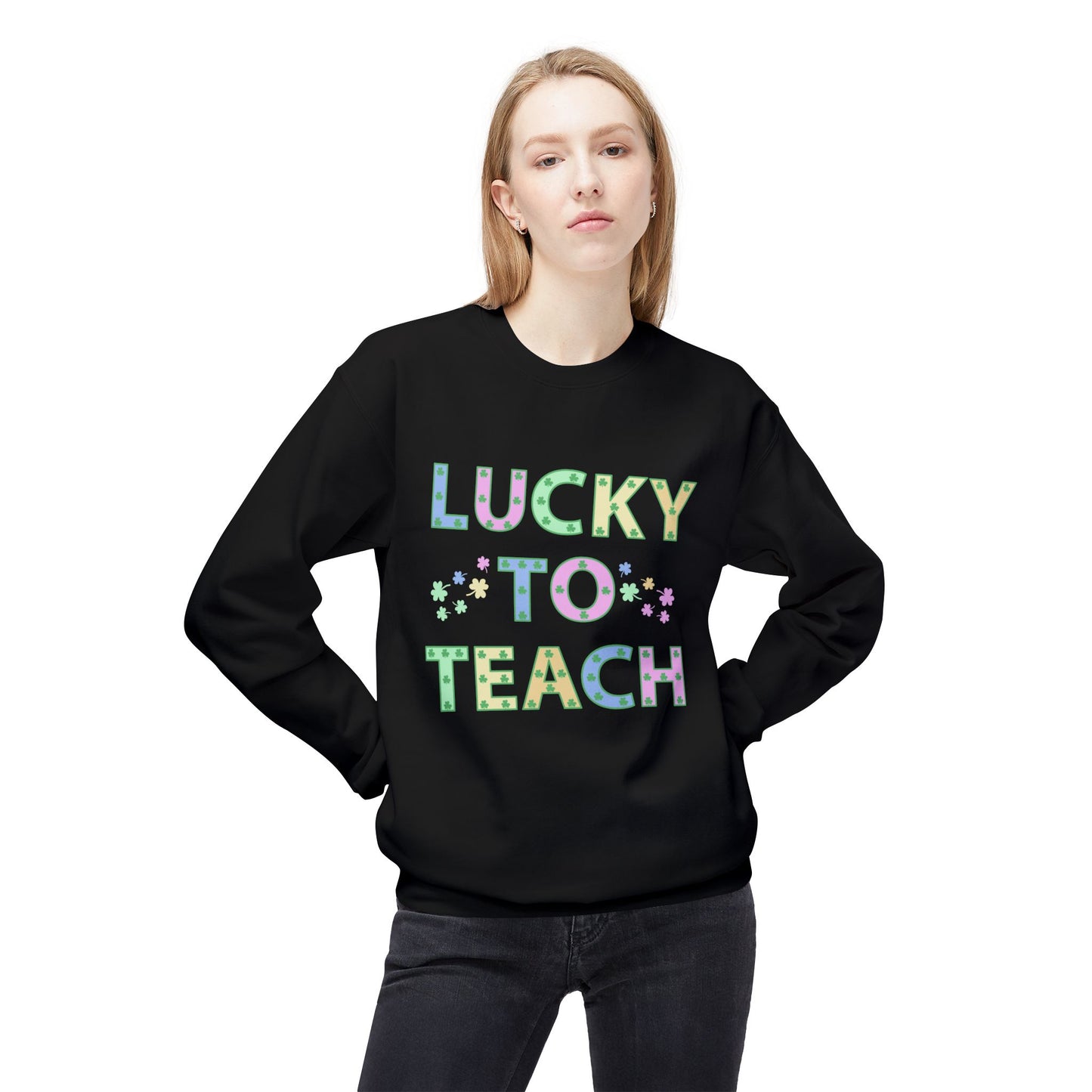 Lucky to Teach Unisex Midweight Softstyle Fleece Crewneck Sweatshirt
