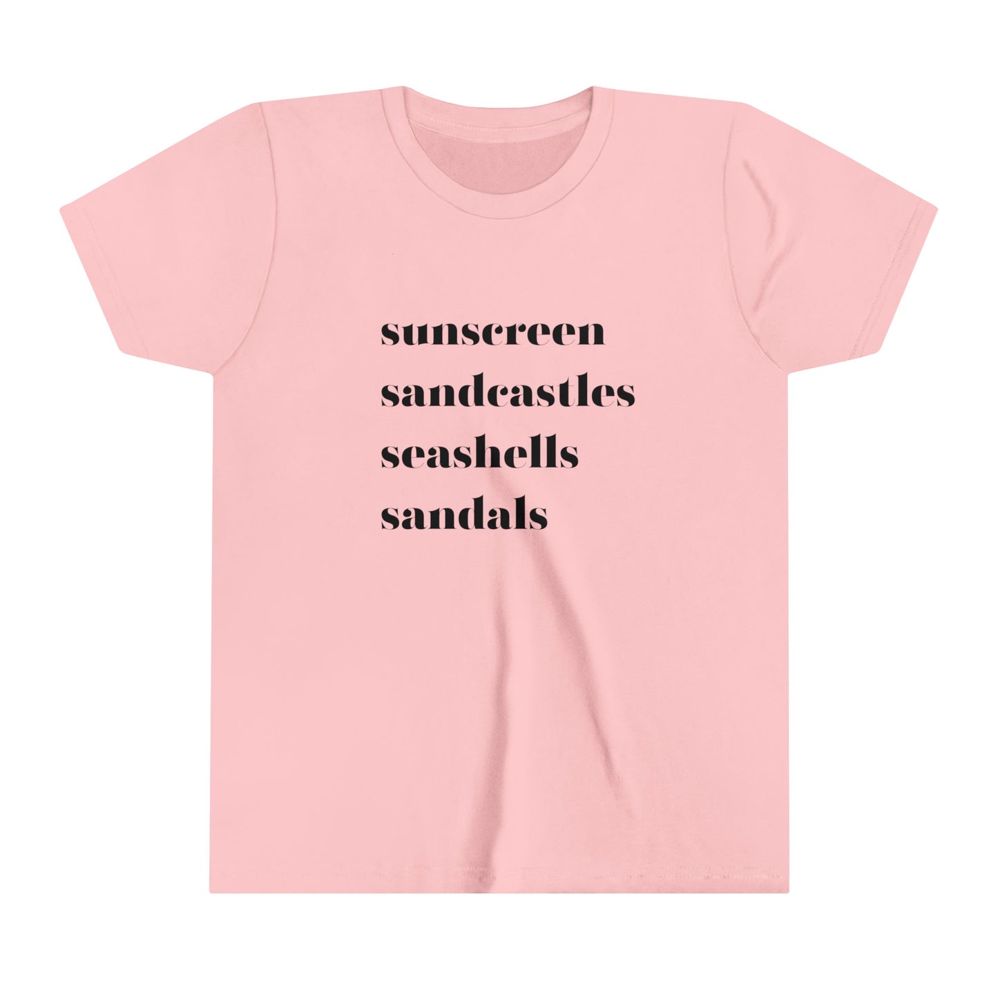 Sunscreen Sandcastles Seashells Sandals Youth Short Sleeve Tee