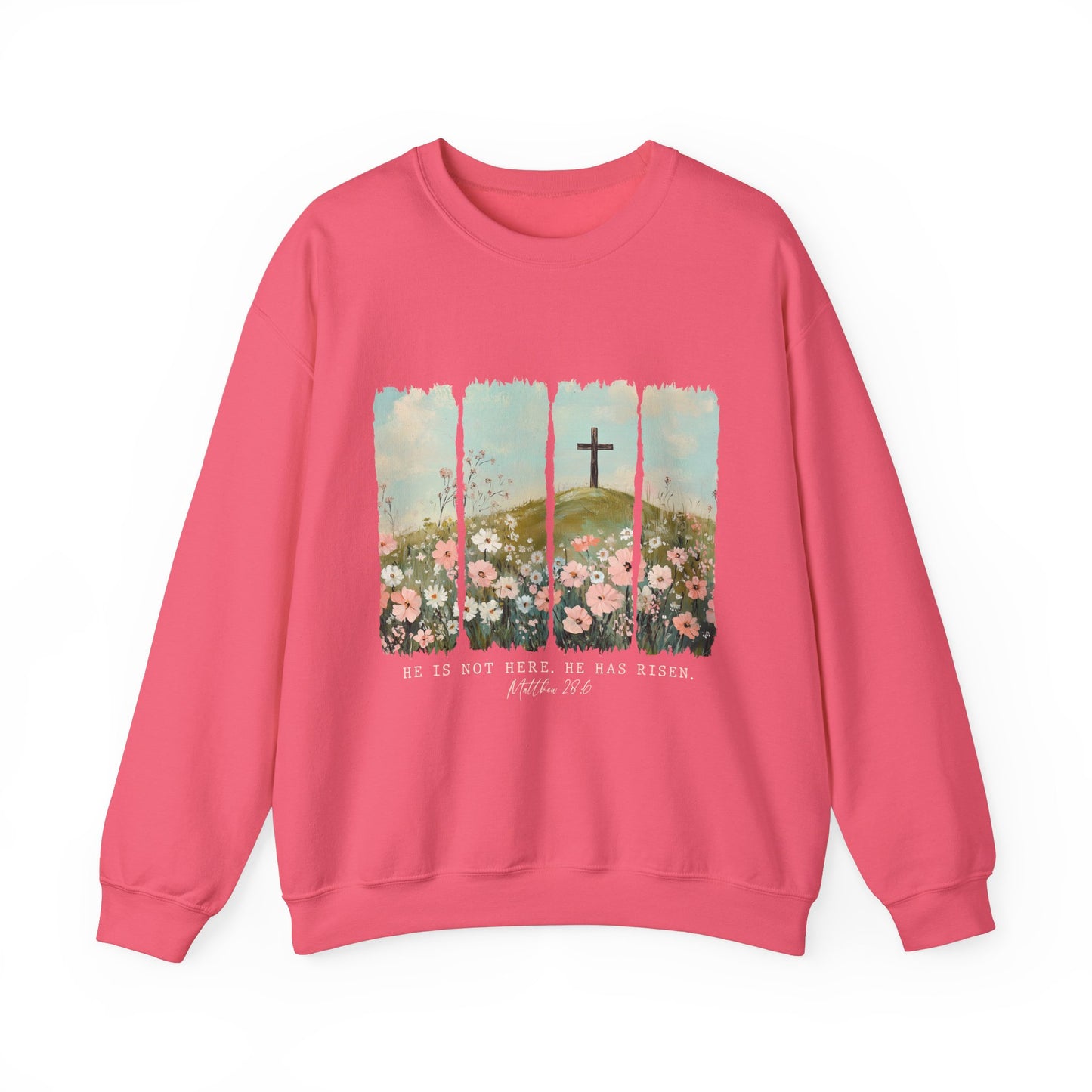 He Is Risen Crewneck Sweatshirt - Inspirational Easter Apparel