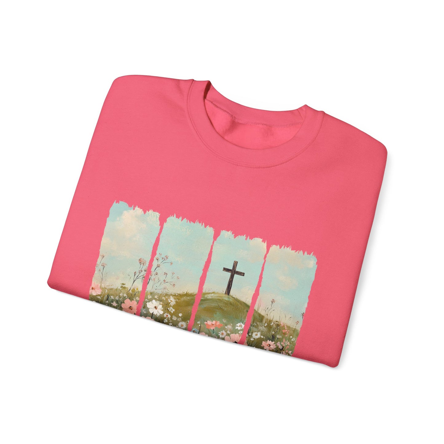 He Is Risen Crewneck Sweatshirt - Inspirational Easter Apparel