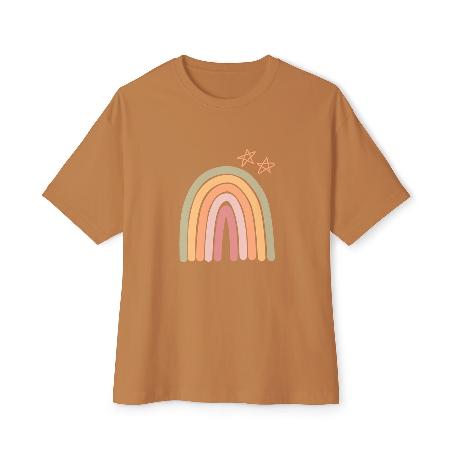 Rainbow and Stars Unisex Oversized Boxy Tee