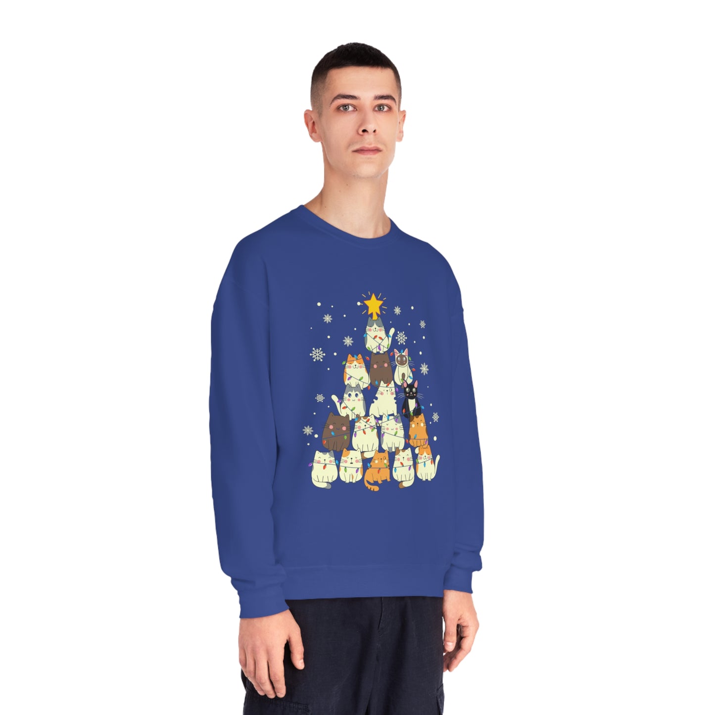 Cat Christmas Tree Unisex NuBlend® Crewneck Sweatshirt