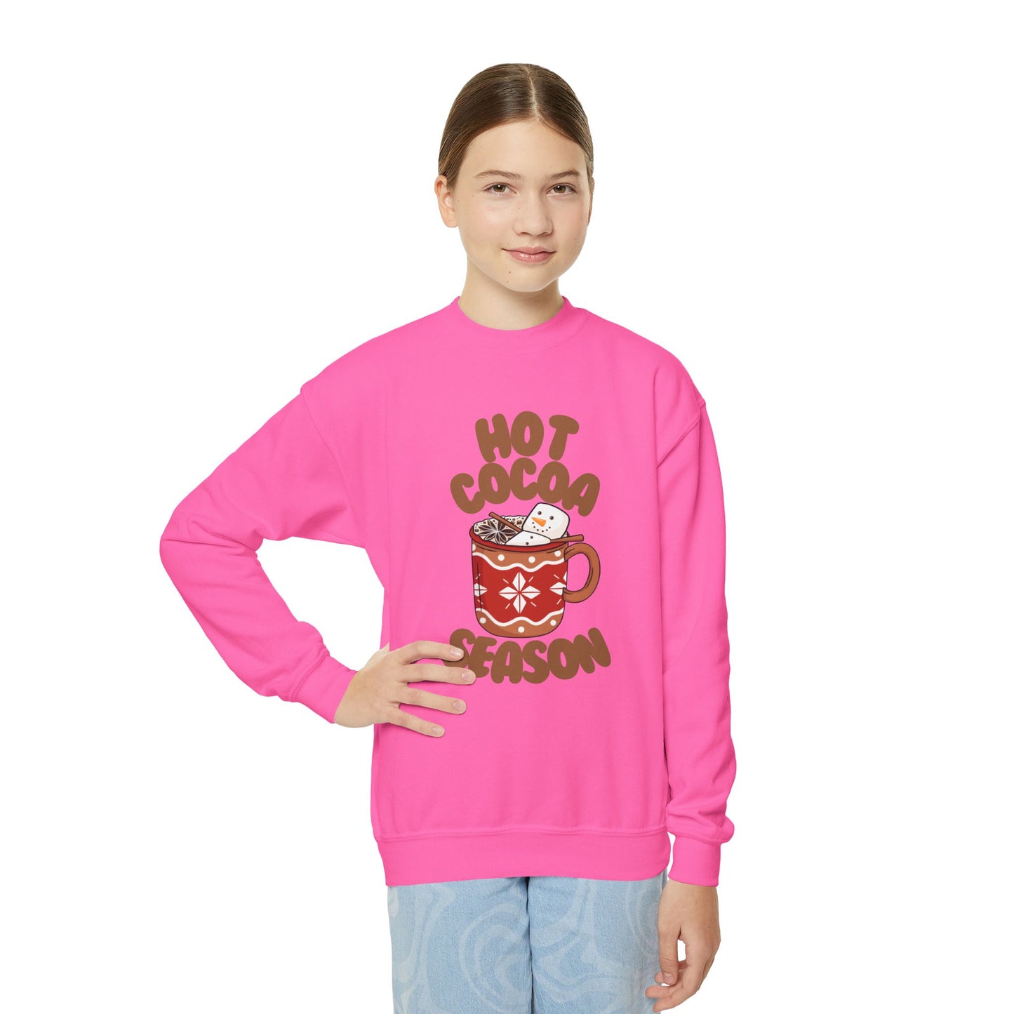 Hot Cocoa Season Youth Crewneck Sweatshirt