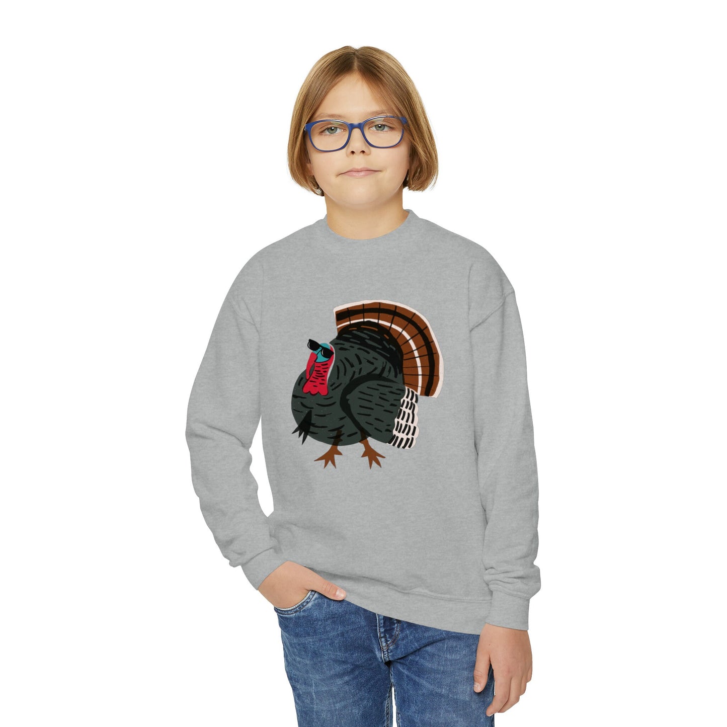 Turkey with Sunglasses Youth Crewneck Sweatshirt