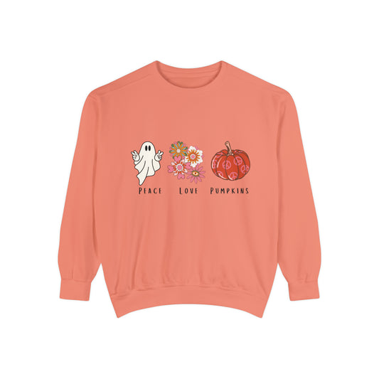 Peace Love Pumpkins Unisex Garment-Dyed Sweatshirt