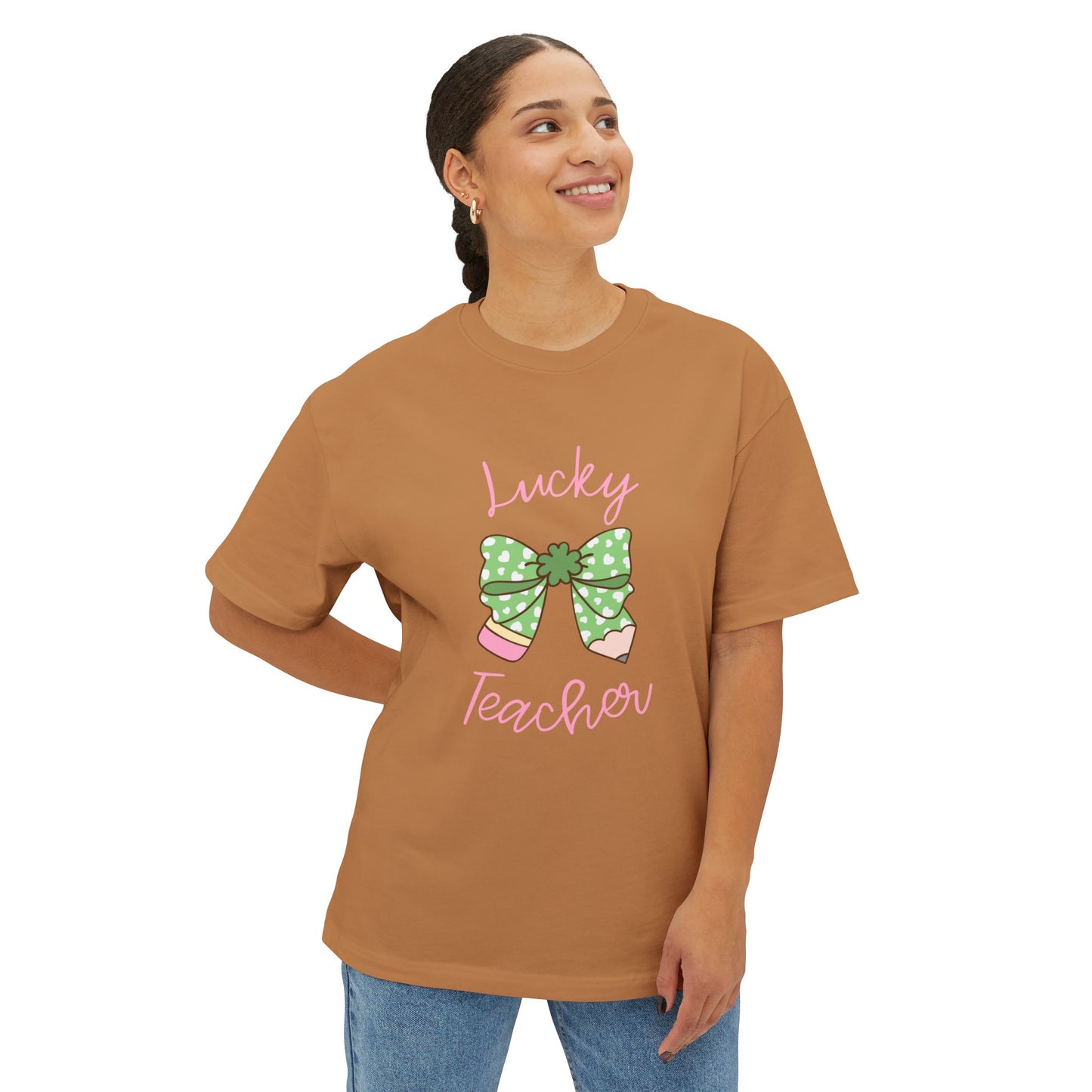 Lucky Teacher Unisex Oversized Boxy Tee