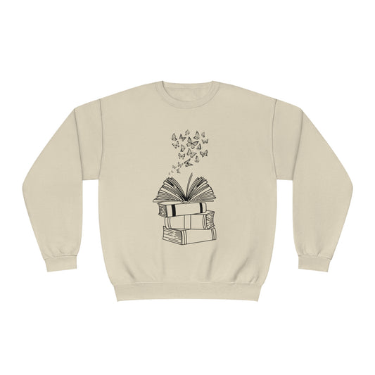Book Butterflies Black Font Unisex NuBlend® Crewneck Sweatshirt