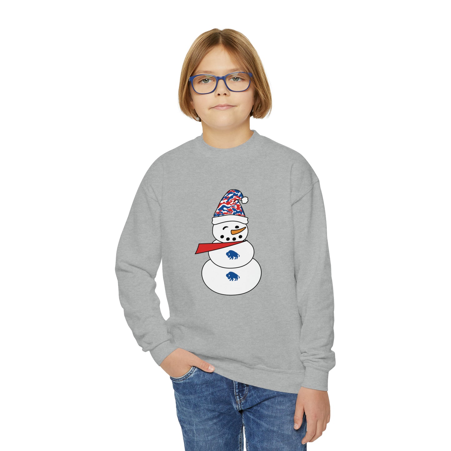 Buffalo Snowman Youth Crewneck Sweatshirt