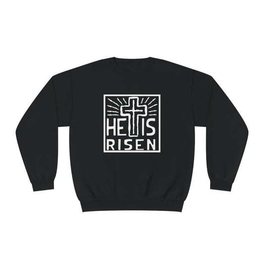 He Is Risen White Font Unisex NuBlend® Crewneck Sweatshirt