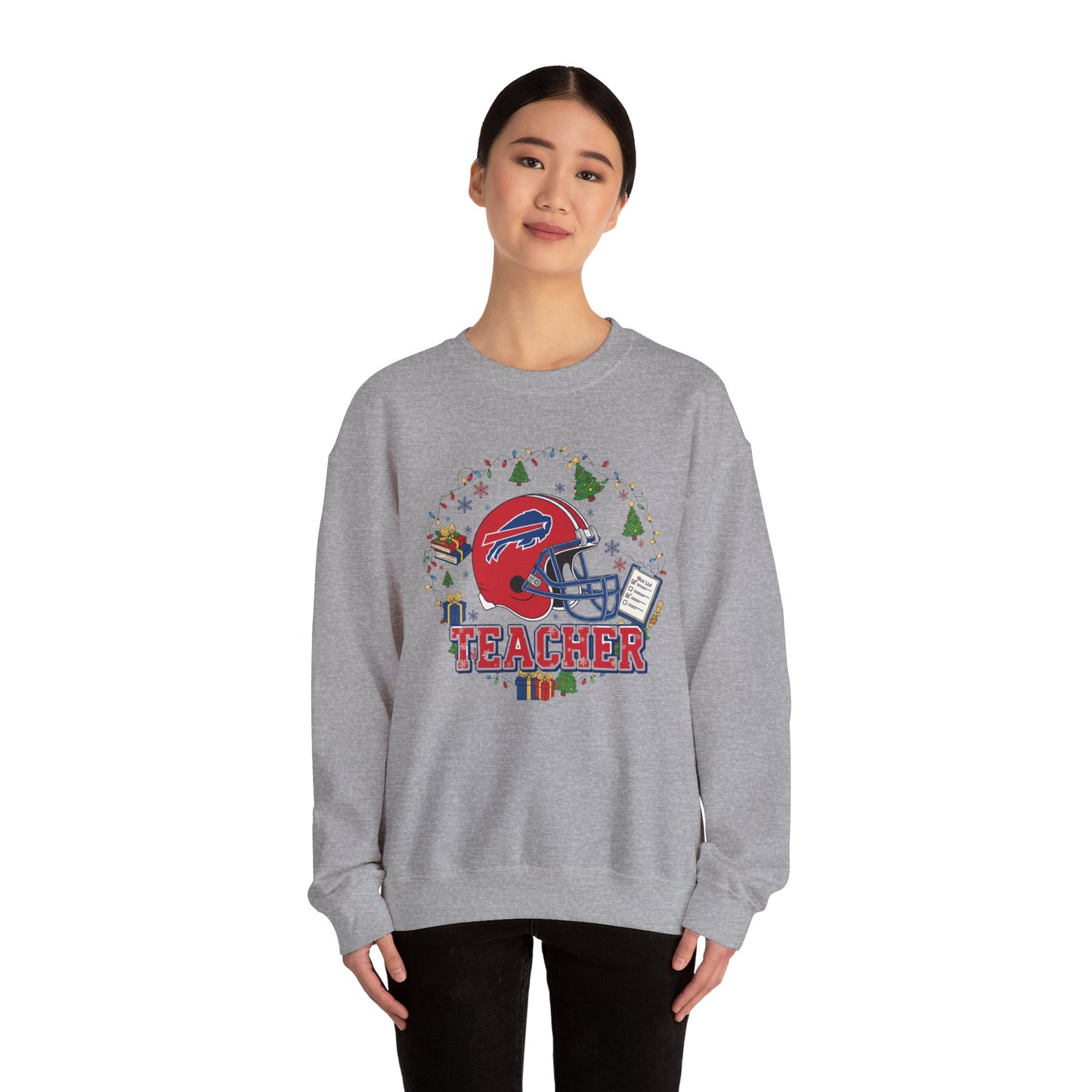 Football Teacher Crewneck Sweatshirt — Holiday School Spirit Tee