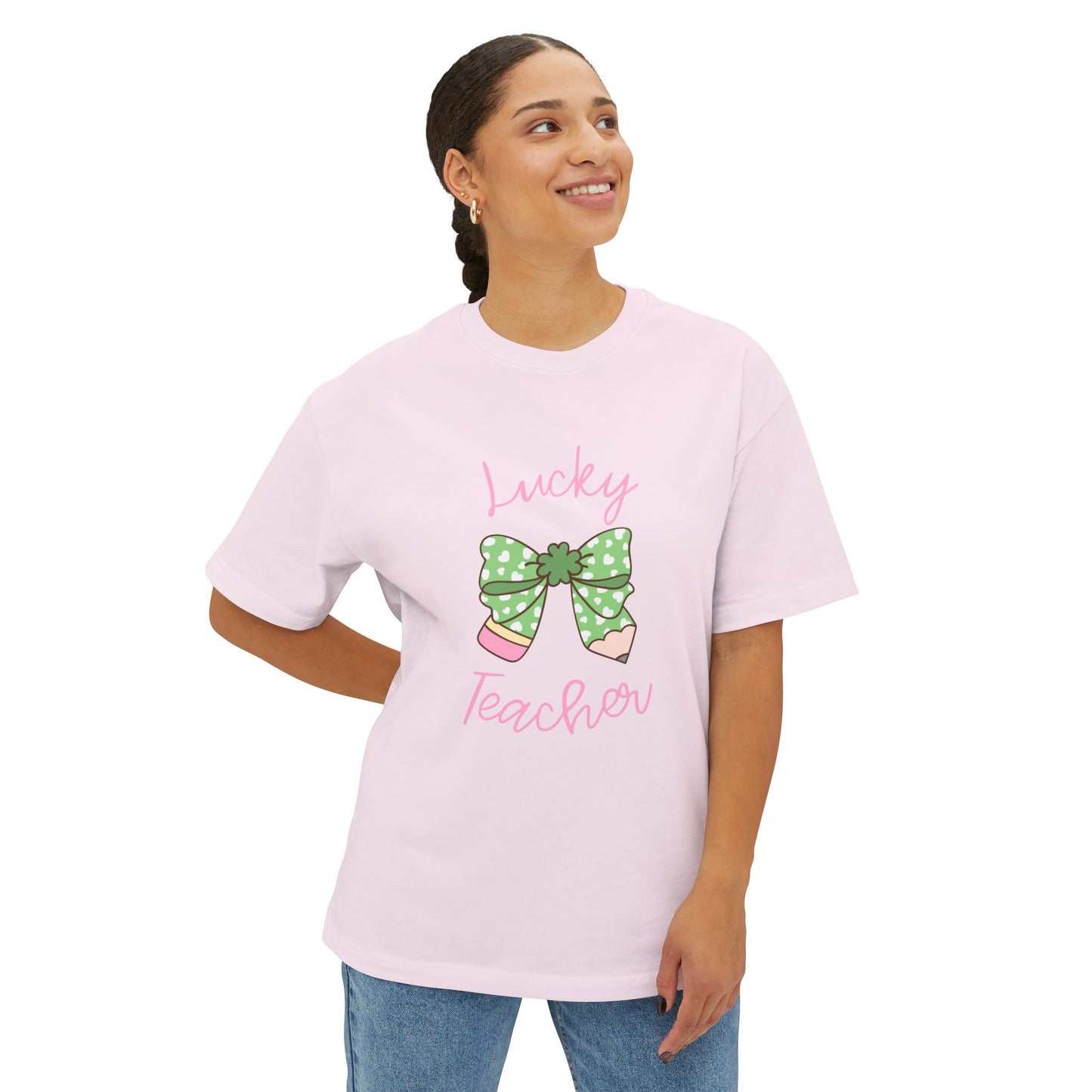 Lucky Teacher Unisex Oversized Boxy Tee