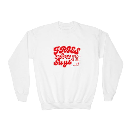 Fries Before Guys Youth Crewneck Sweatshirt