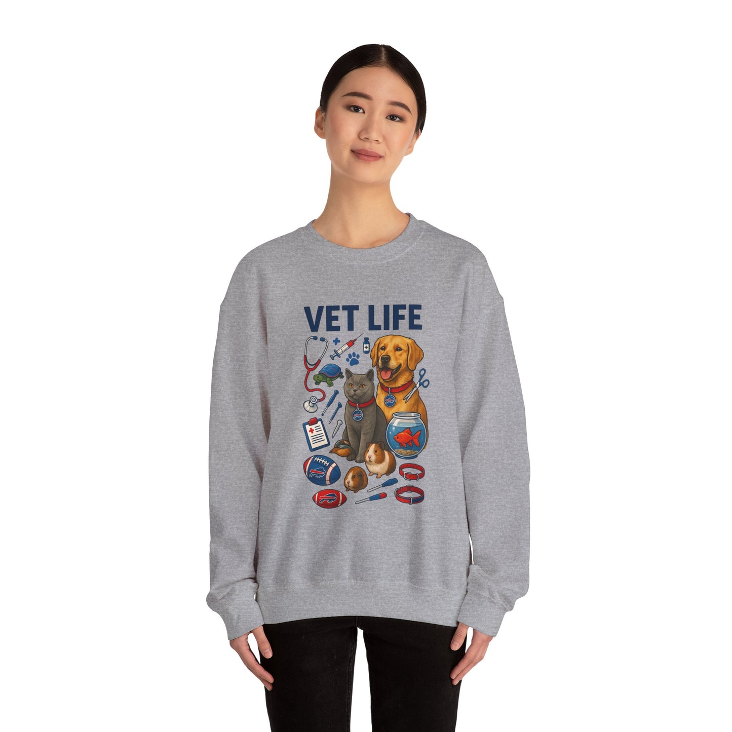 Vet Life Crewneck Sweatshirt — Cute Veterinary Dog & Cat Graphic Pullover