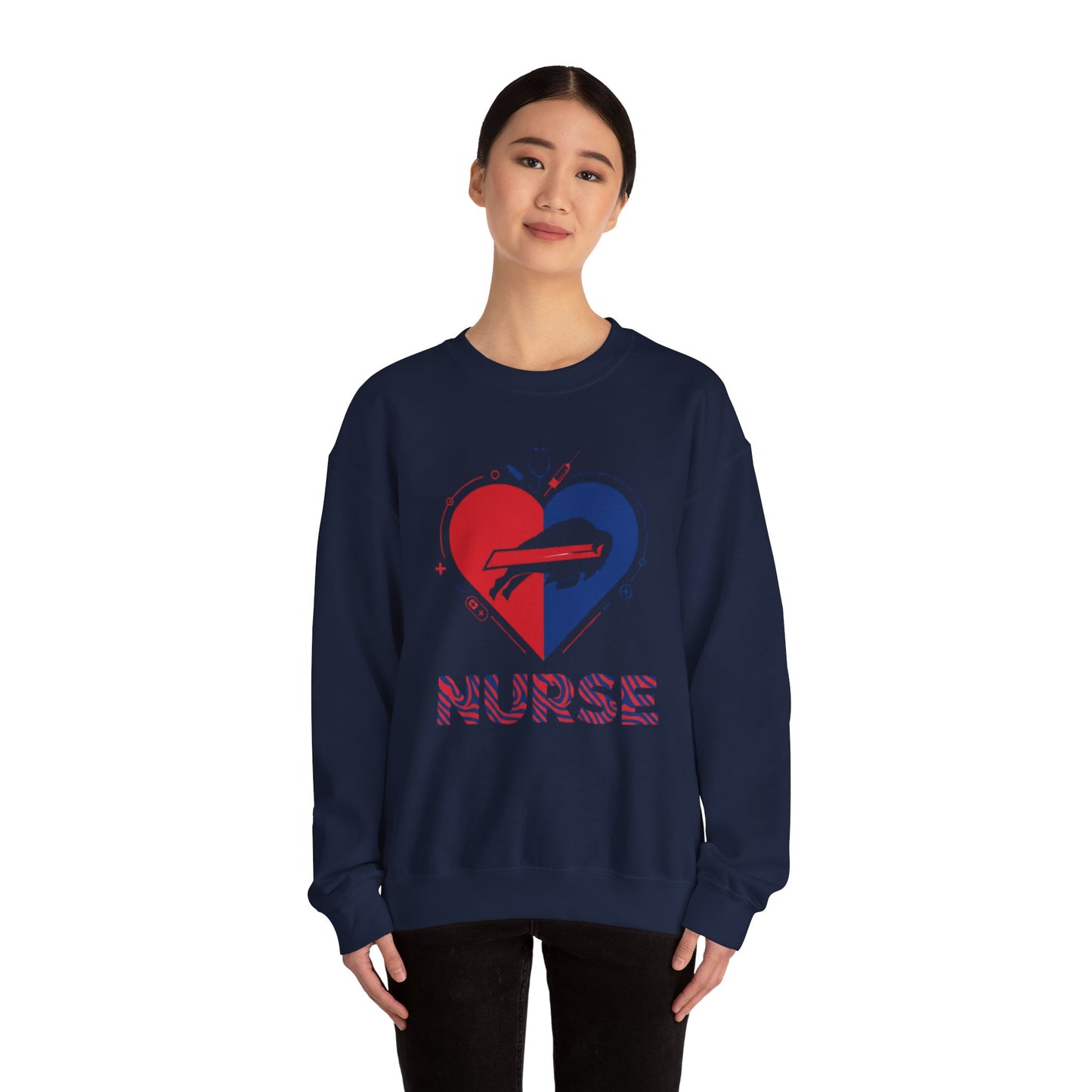 Buffalo Zubaz Nurse Heart Crewneck Sweatshirt