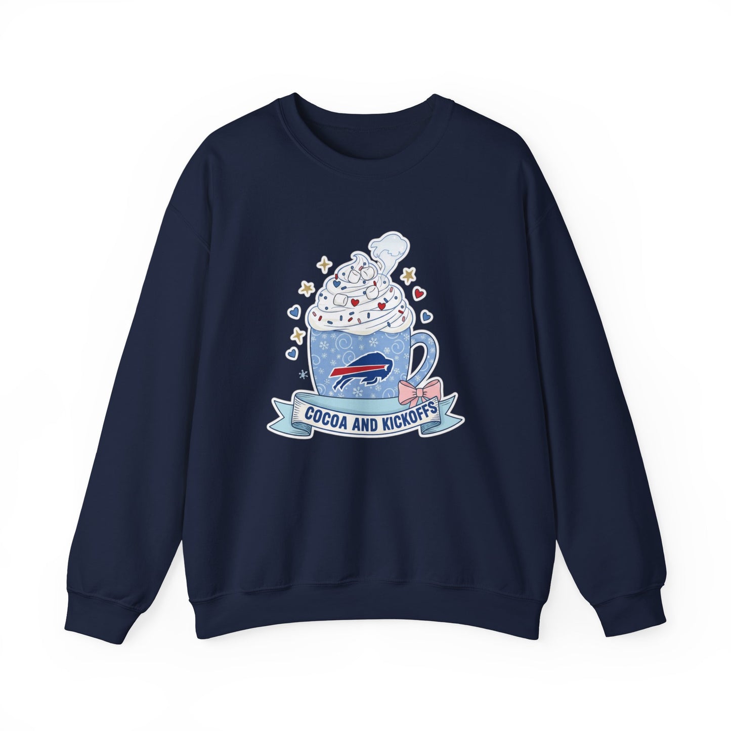 Cocoa and Kickoff Crewneck Sweatshirt — Hot Cocoa Football Fan Pullover