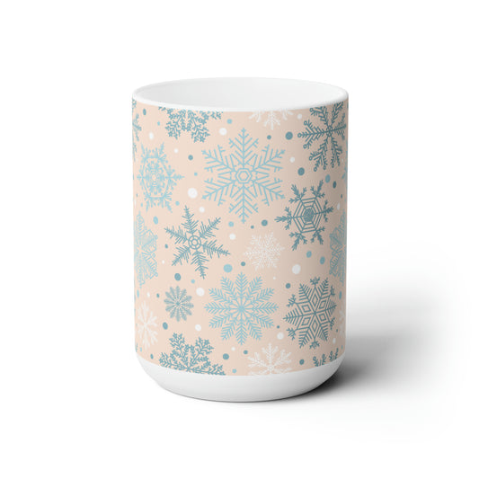 Pink Snowflake Ceramic Mug 15oz