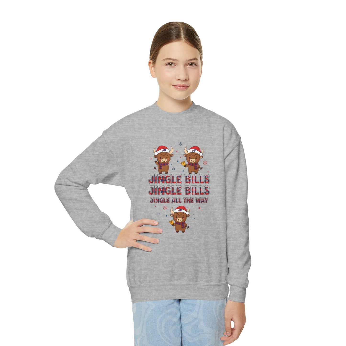 Youth Christmas Sweatshirt - "Jingle Bills Jingle Bills"  Holiday Crewneck