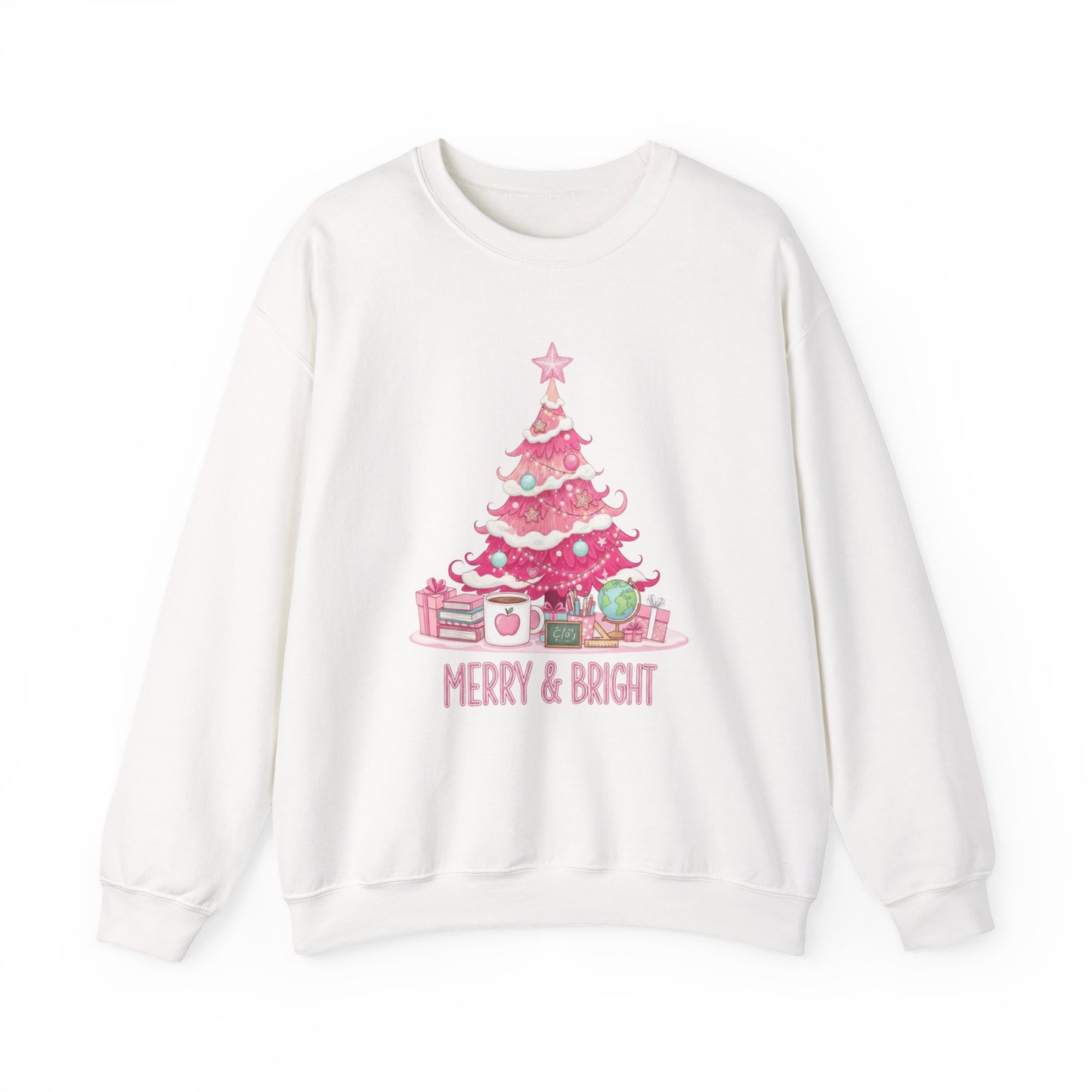 Merry & Bright Pink Christmas Tree Sweatshirt