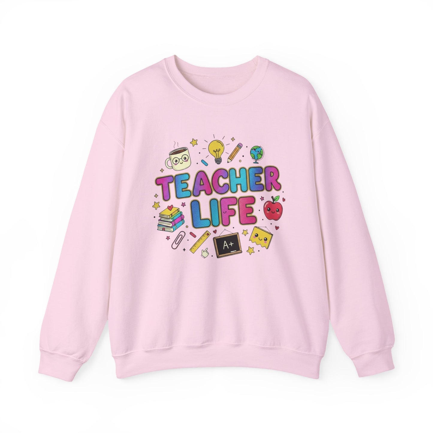 Teacher Life Sweatshirt — Cute School Supplies Graphic Crewneck for Teachers