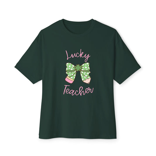 Lucky Teacher Unisex Oversized Boxy Tee