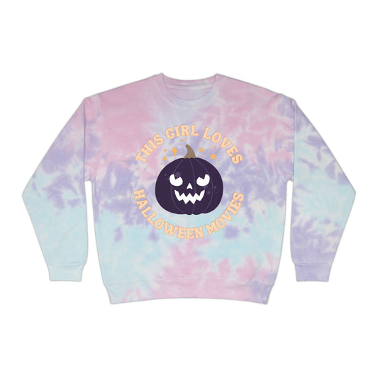 This Girl Loves Halloween Movies Unisex Tie-Dye Sweatshirt
