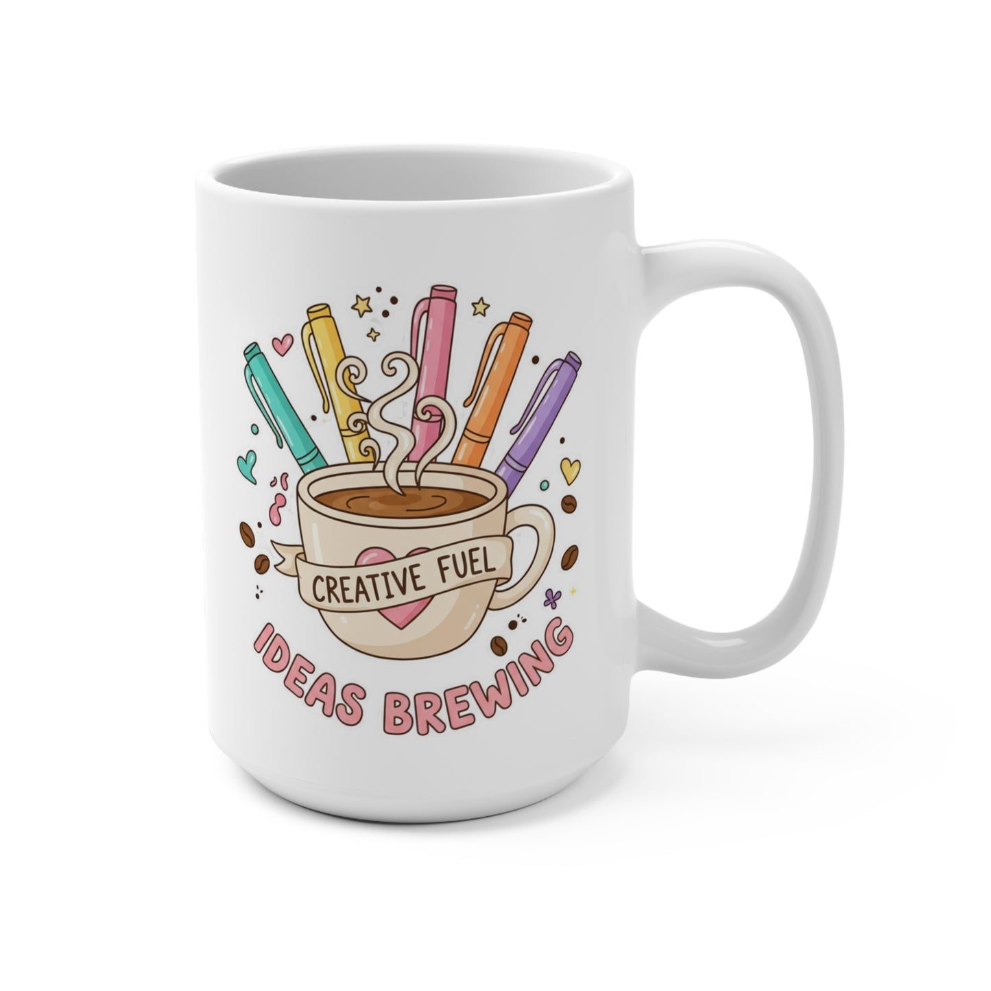 15oz Mug — 'Creative Fuel, Ideas Brewing' Coffee Cup for Artists & Designers