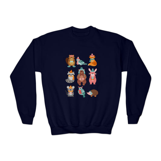 Winter Woodland Animals Youth Crewneck Sweatshirt