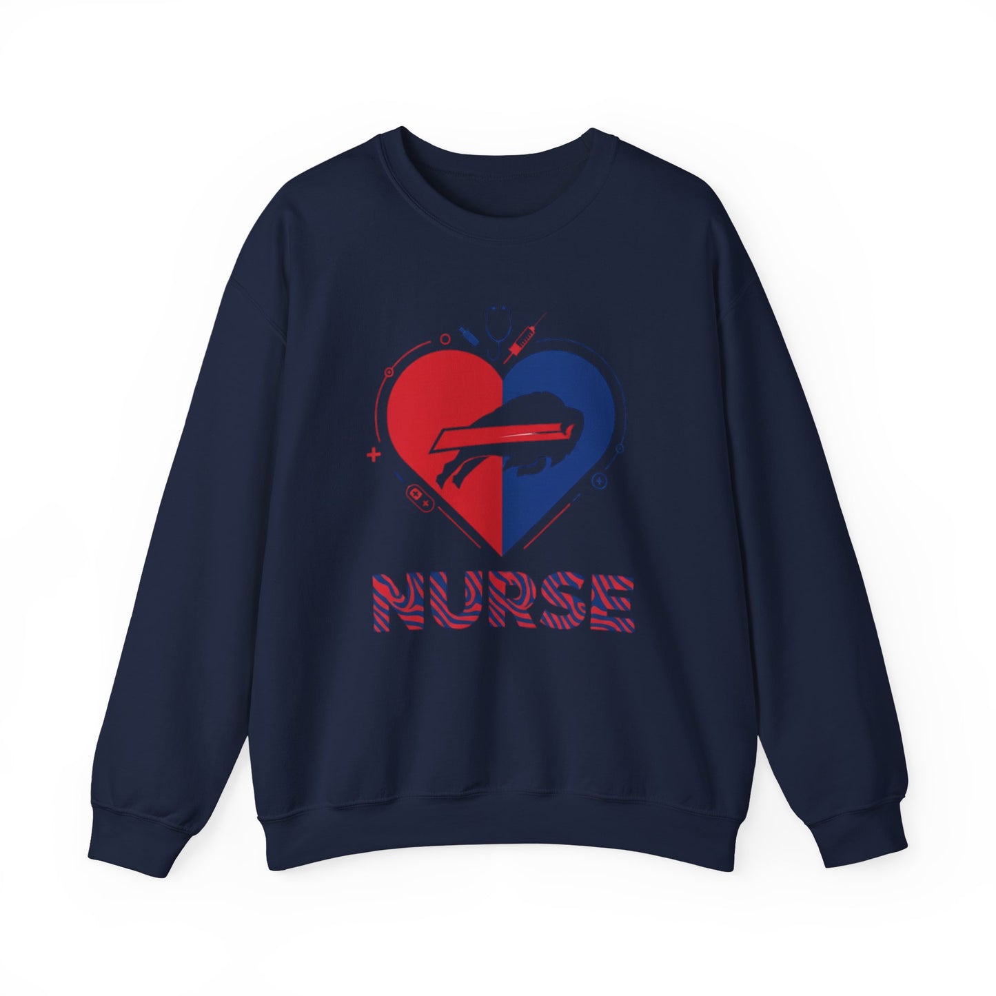Buffalo Zubaz Nurse Heart Crewneck Sweatshirt