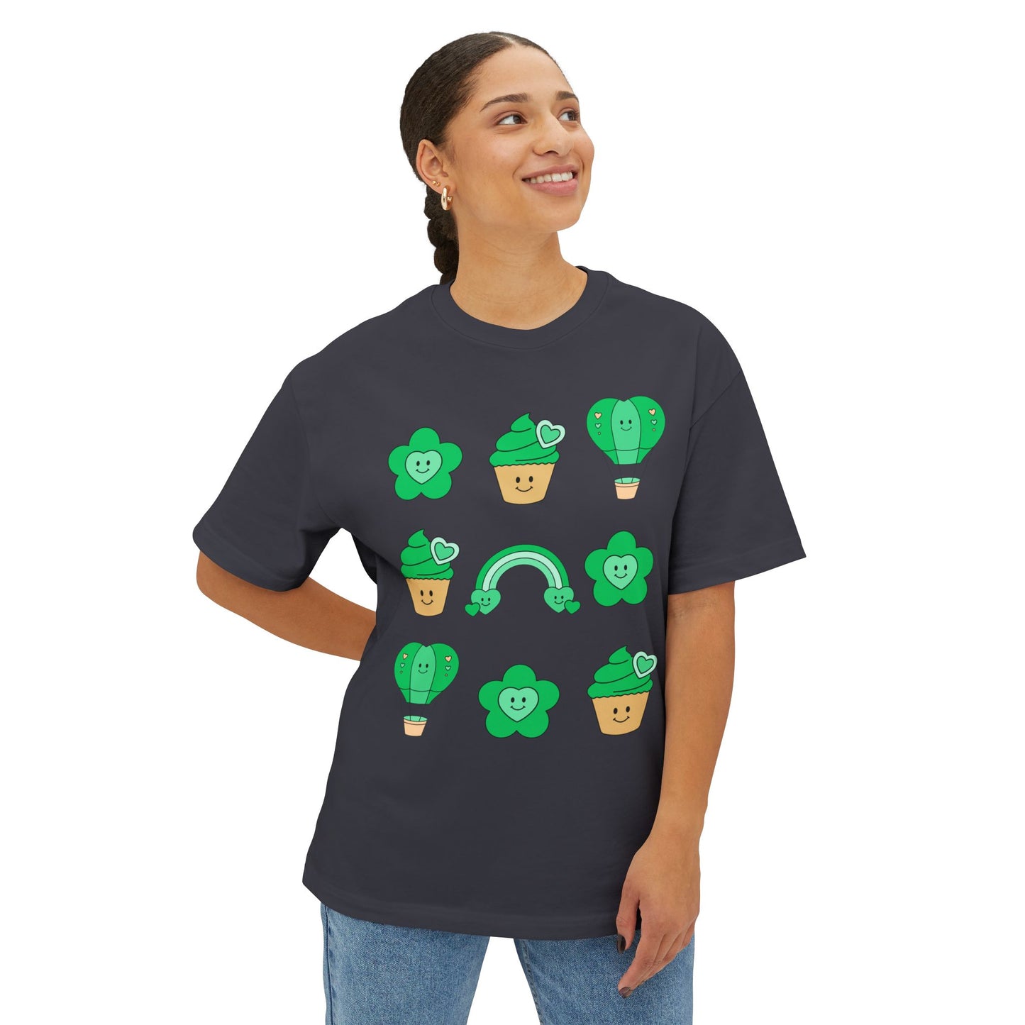 Cutesy St. Patrick Coquette Unisex Oversized Boxy Tee