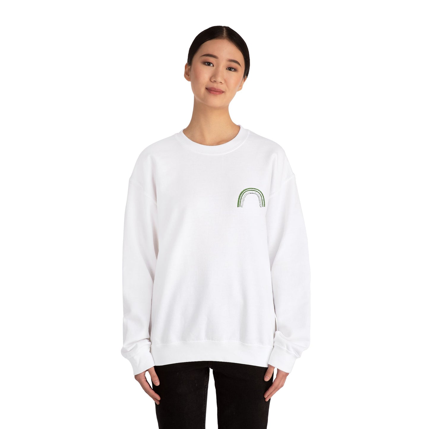 Embroidered Green Rainbow Unisex Heavy Blend™ Crewneck Sweatshirt