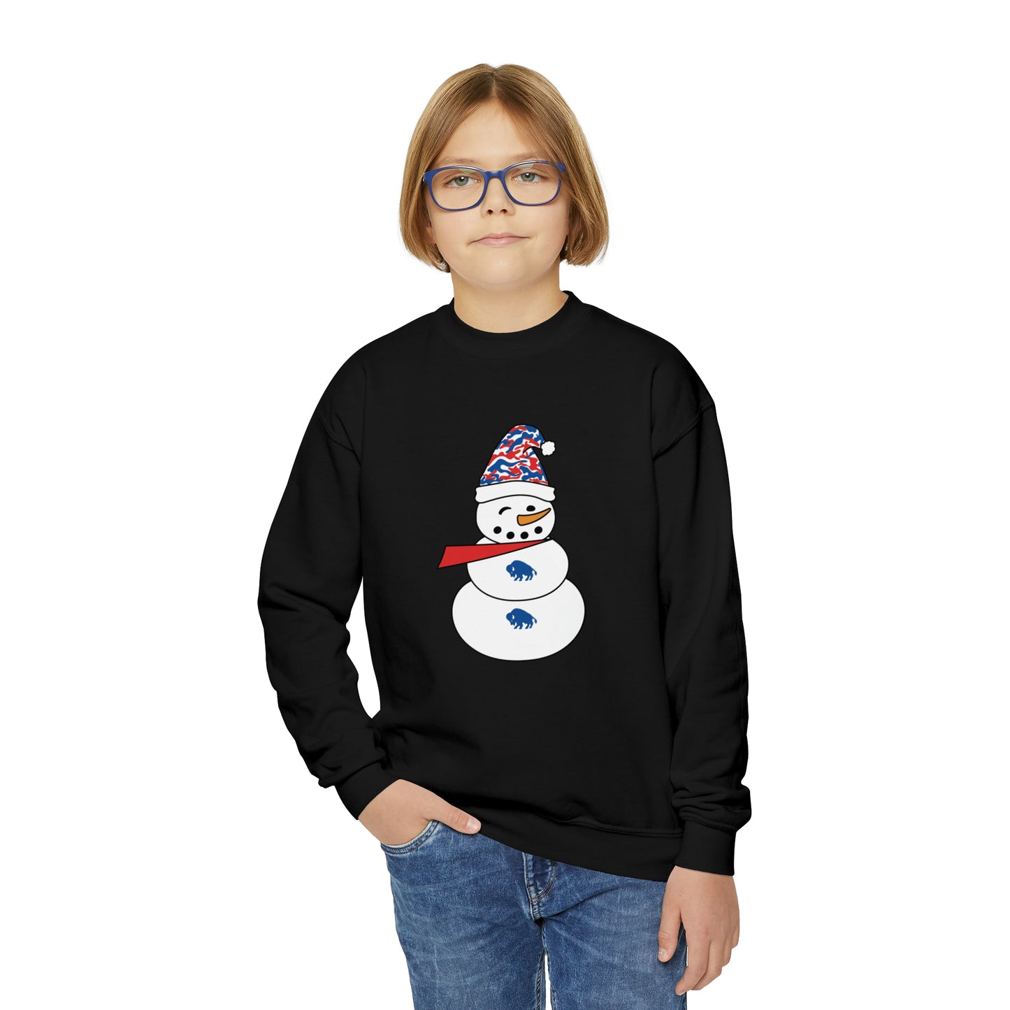 Buffalo Snowman Youth Crewneck Sweatshirt