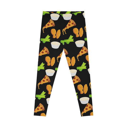 Pizza Wing Celery Bleu Cheese Stretchy Leggings (AOP)