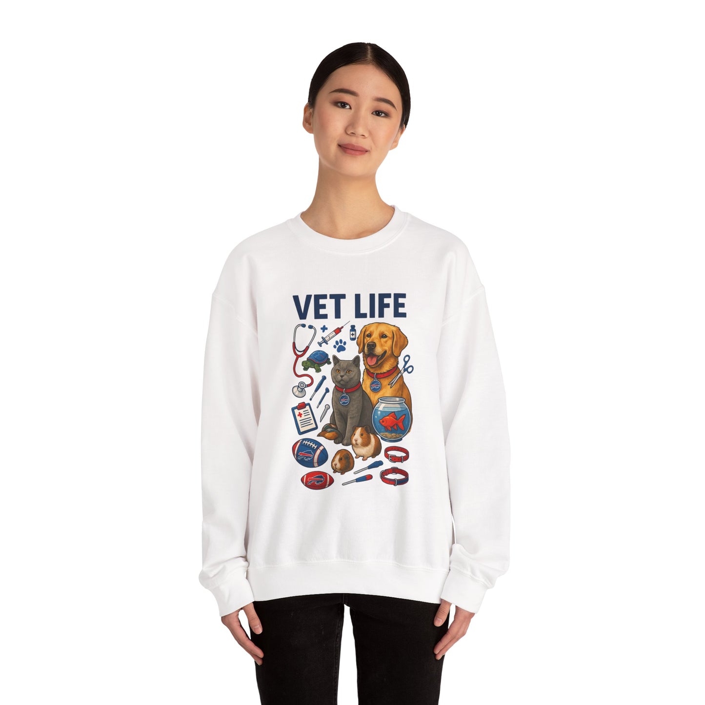 Vet Life Crewneck Sweatshirt — Cute Veterinary Dog & Cat Graphic Pullover