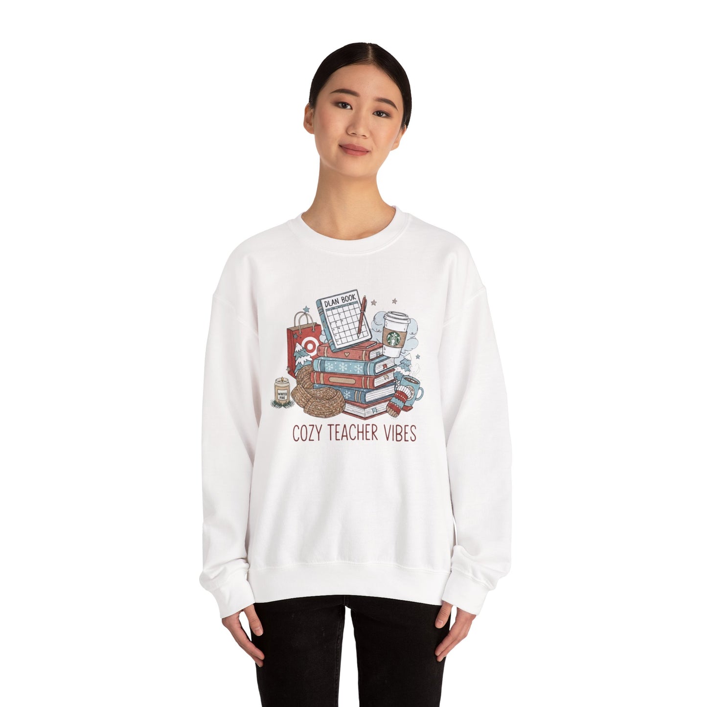 Teacher Crewneck Sweatshirt — Cozy Teacher Vibes Graphic