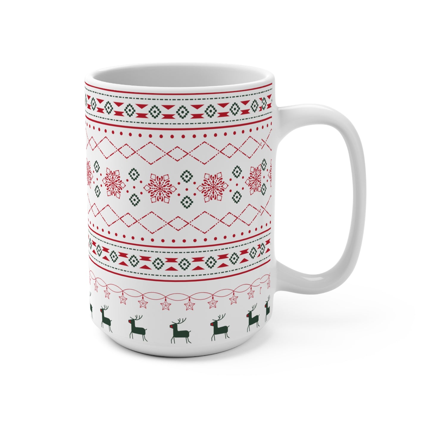 15oz Christmas Reindeer Knit Pattern Mug