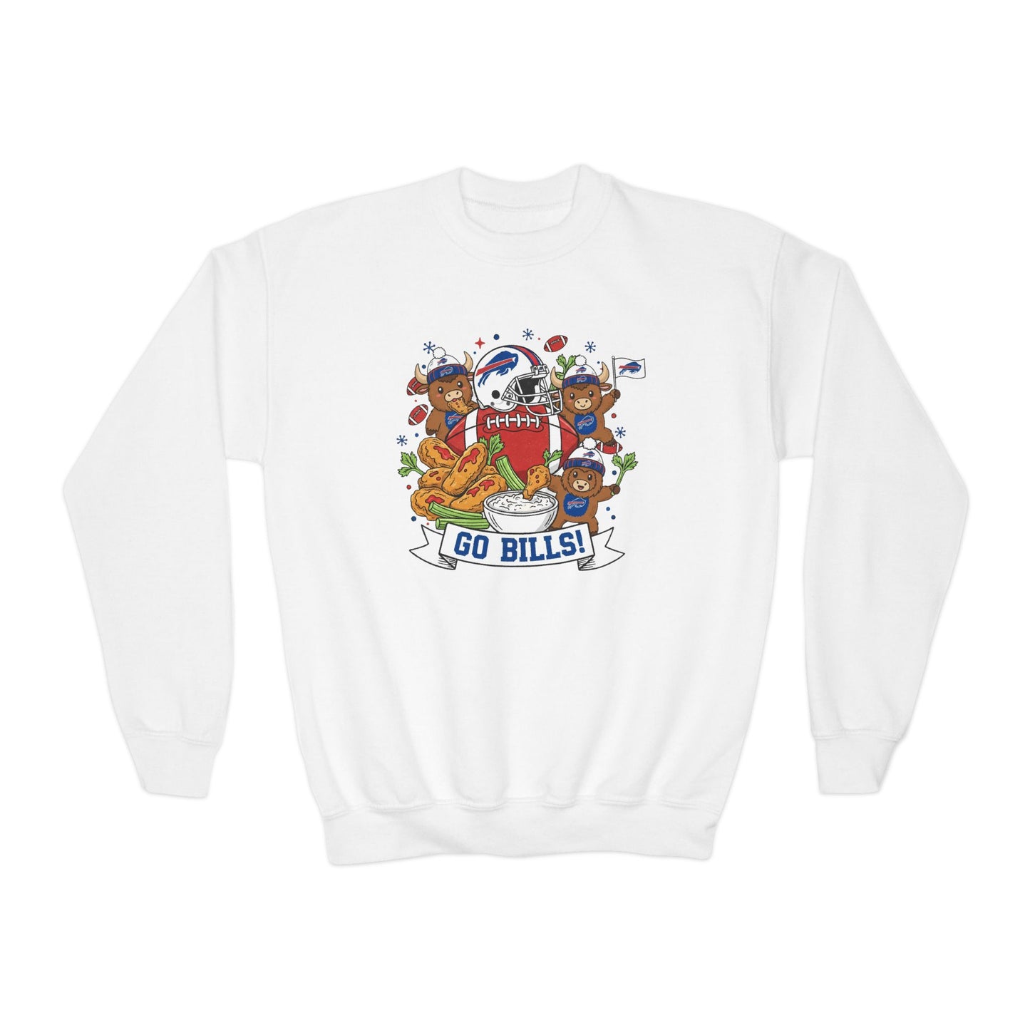 Youth Buffalo Football Crewneck Sweatshirt – 'Go Buffalo' Kids Game Day Pullover
