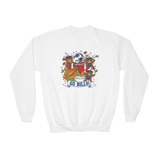 Youth Buffalo Football Crewneck Sweatshirt – 'Go Buffalo' Kids Game Day Pullover