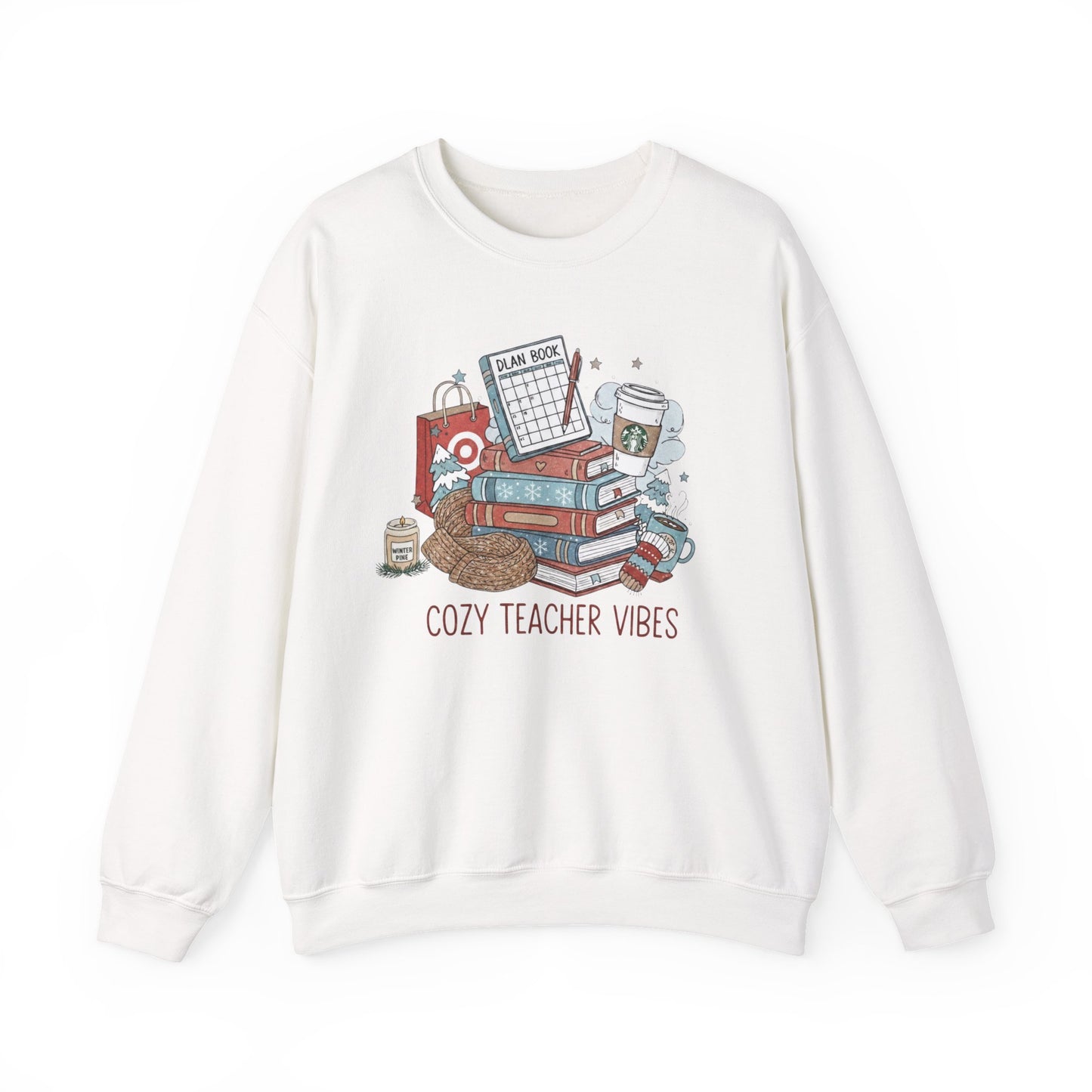 Teacher Crewneck Sweatshirt — Cozy Teacher Vibes Graphic