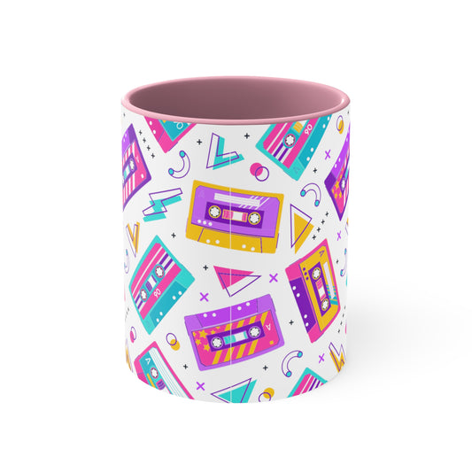 Cassettes Design 3 Accent Coffee Mug, 11oz