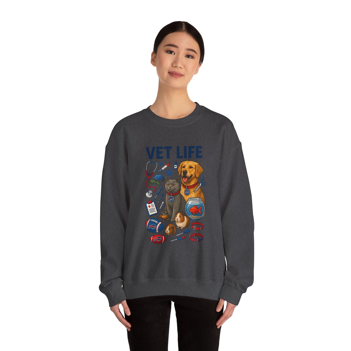 Vet Life Crewneck Sweatshirt — Cute Veterinary Dog & Cat Graphic Pullover