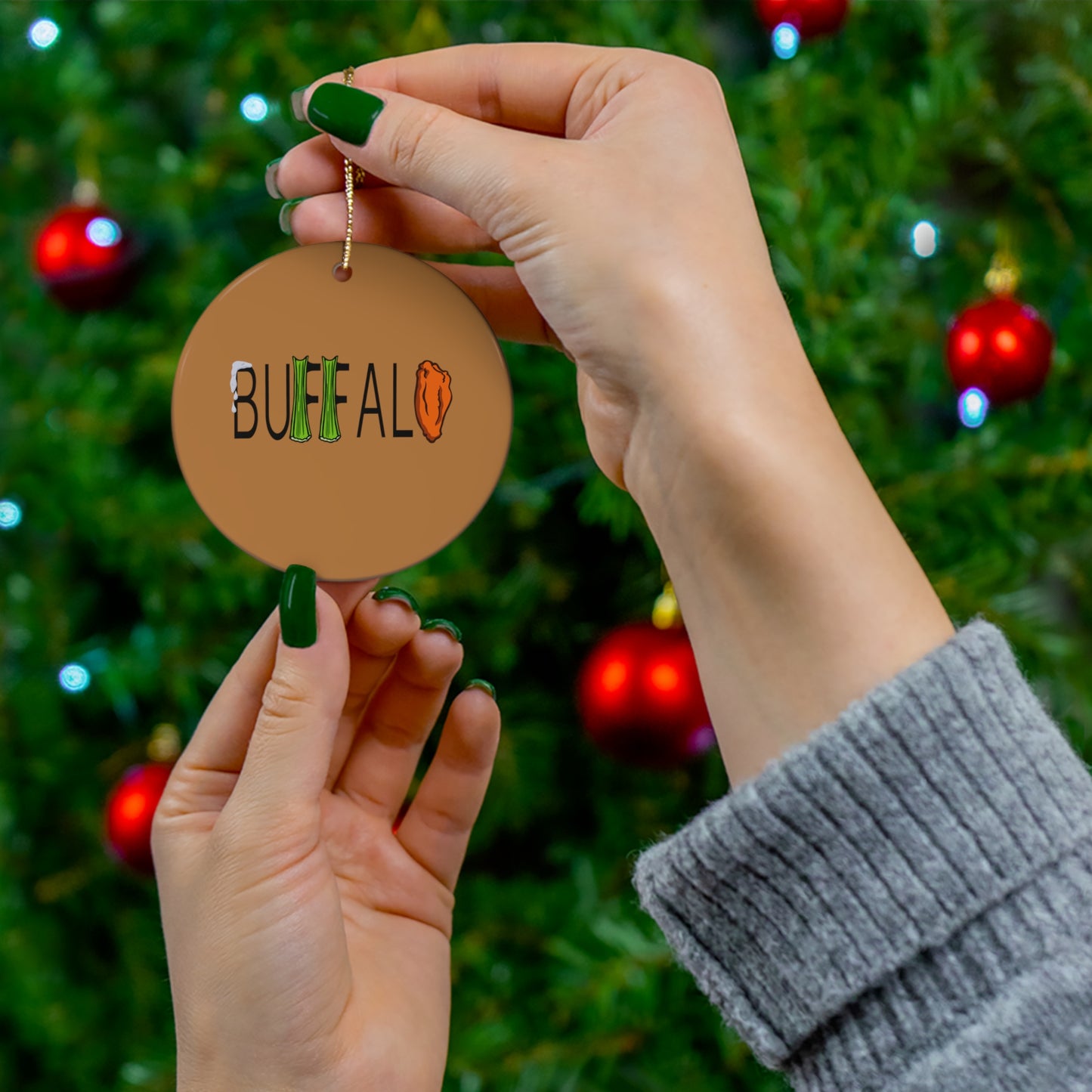 Buffalo Wing and Celery Ceramic Ornament