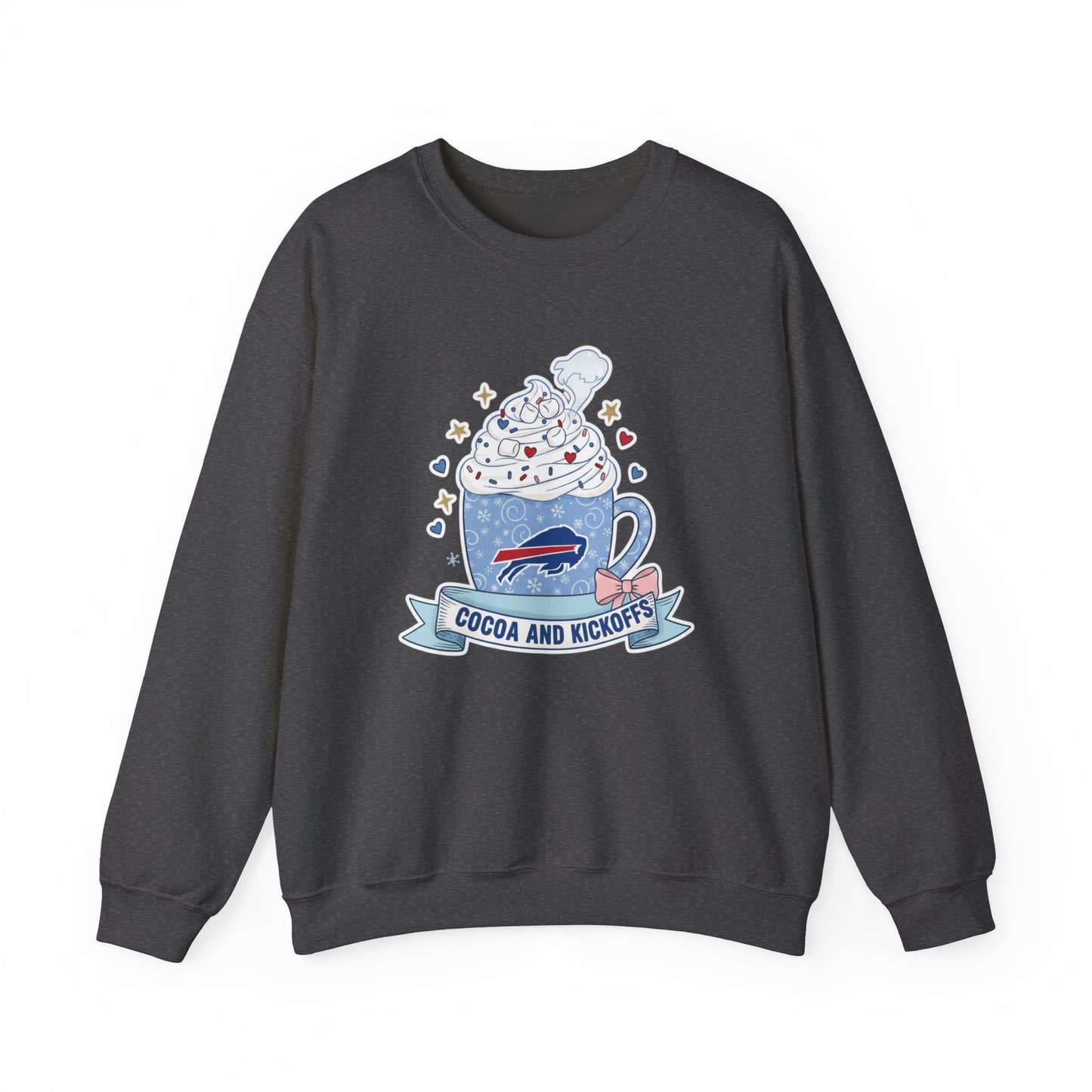 Cocoa and Kickoff Crewneck Sweatshirt — Hot Cocoa Football Fan Pullover