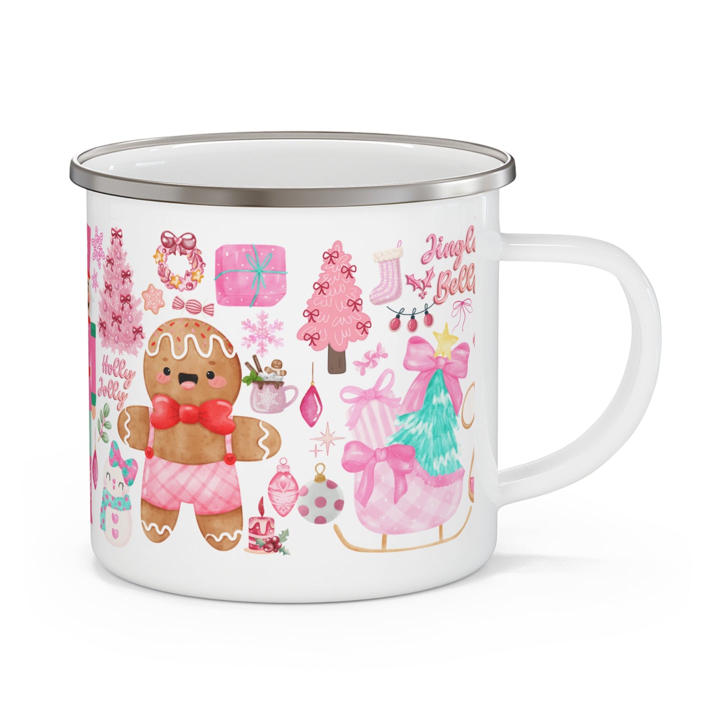 Pink Christmas Nutcracker & Gingerbread Christmas Holiday Campfire Mug