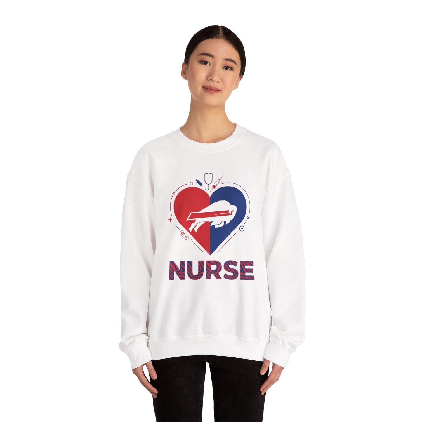 Buffalo Zubaz Nurse Heart Crewneck Sweatshirt