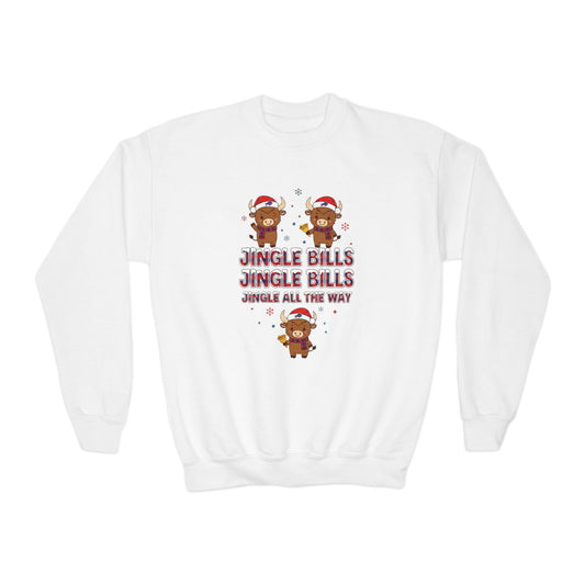 Youth Christmas Sweatshirt - "Jingle Bills Jingle Bills"  Holiday Crewneck
