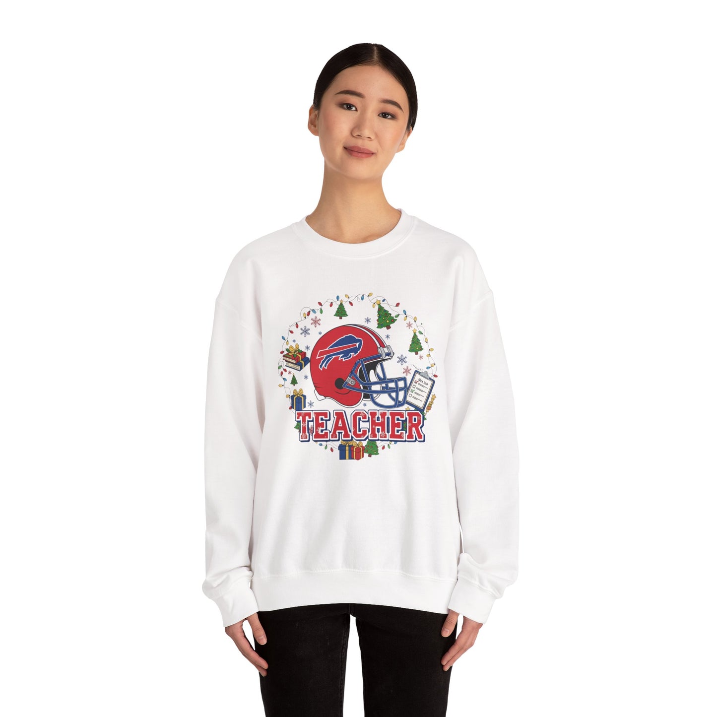 Football Teacher Crewneck Sweatshirt — Holiday School Spirit Tee