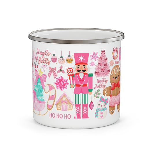 Pink Christmas Nutcracker & Gingerbread Christmas Holiday Campfire Mug