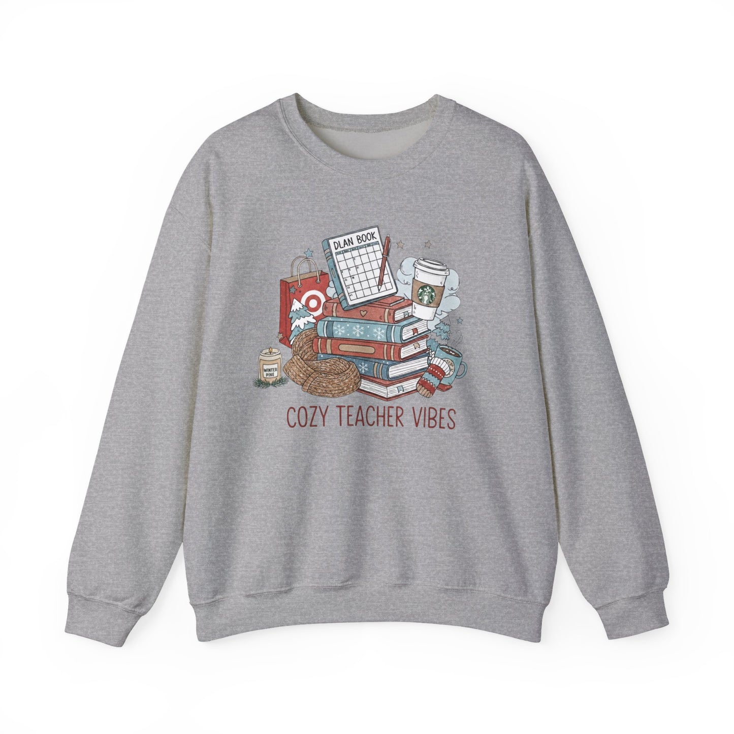Teacher Crewneck Sweatshirt — Cozy Teacher Vibes Graphic