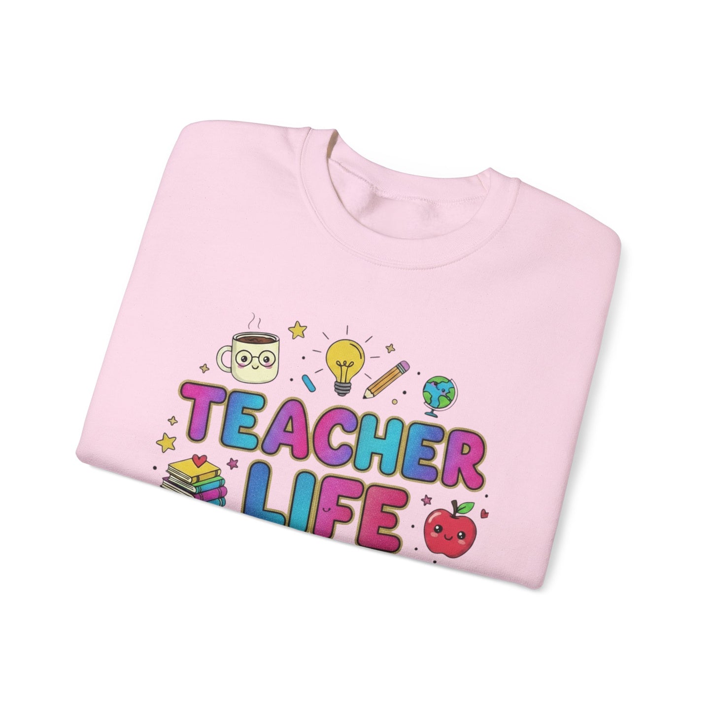 Teacher Life Sweatshirt — Cute School Supplies Graphic Crewneck for Teachers