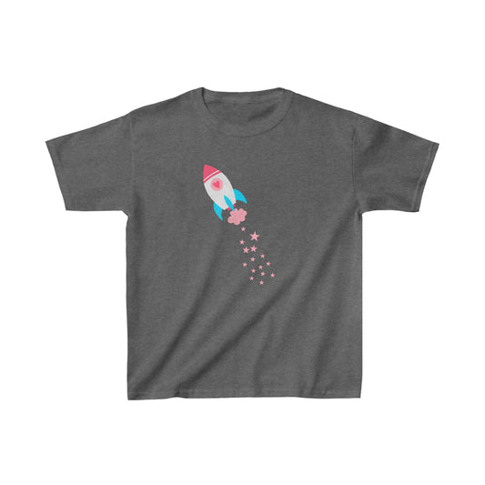 Pink Rocket Ship Kids Heavy Cotton™ Tee